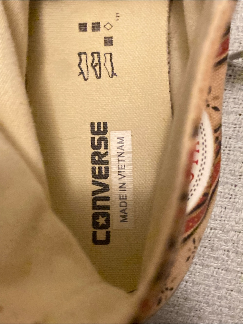 Converse All Star High Top Sneakers in Tan with Brown & Red Pattern - Picture 5 of 8